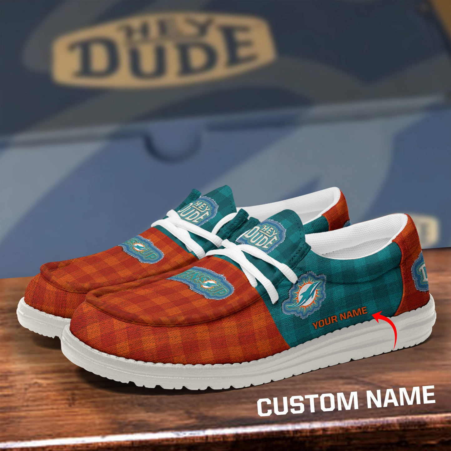 MIA x NFL Premium Hey Dude Shoes DATND TANTD