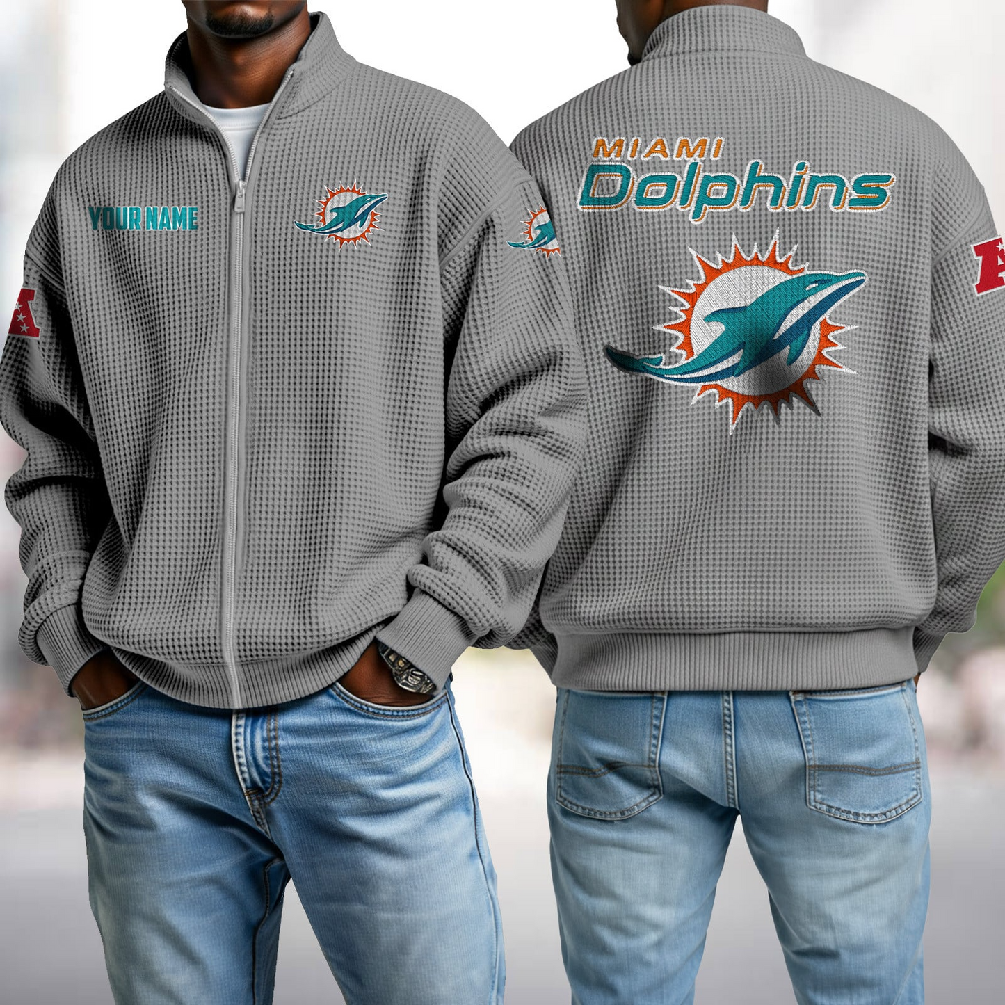 MIA x NFL Waffle Zip-Up Sweatshirt DatND DVT