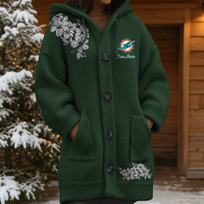 MIA x NFL Women's Casual Knitted Hooded Cardigan DATND TANTD 211125