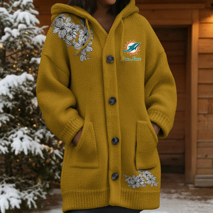 MIA x NFL Women's Casual Knitted Hooded Cardigan DATND TANTD 211125