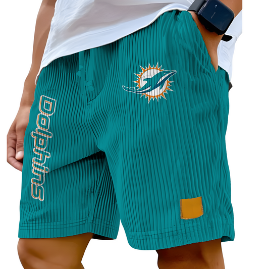 MIA x NFL Vintage Embroidered Logo Corduroy Stylish Lace-up Casual Shorts DATND TANTD 220526