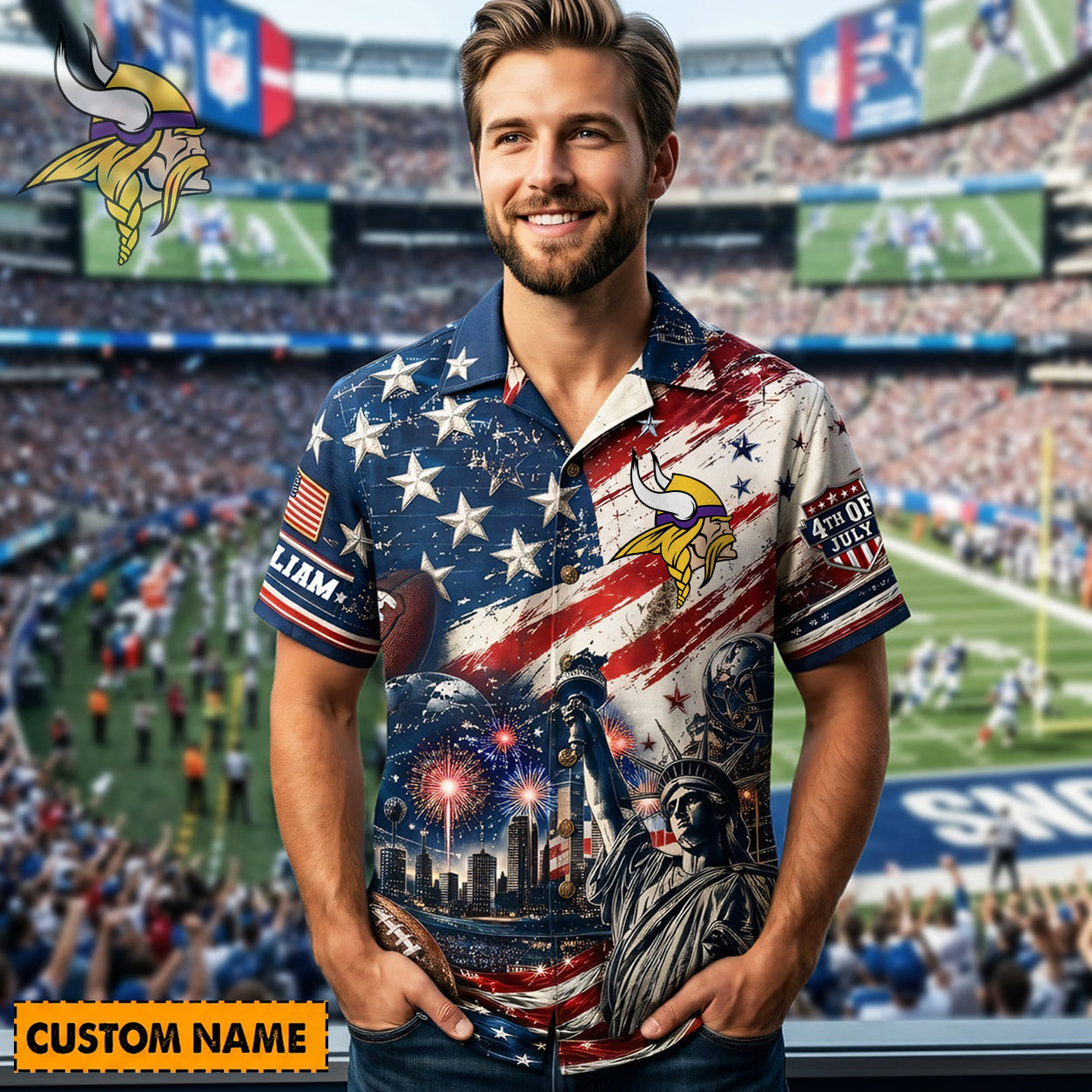 MIN X PREMIUM NFL Personalized Proud American Hawaiian Shirt 190626