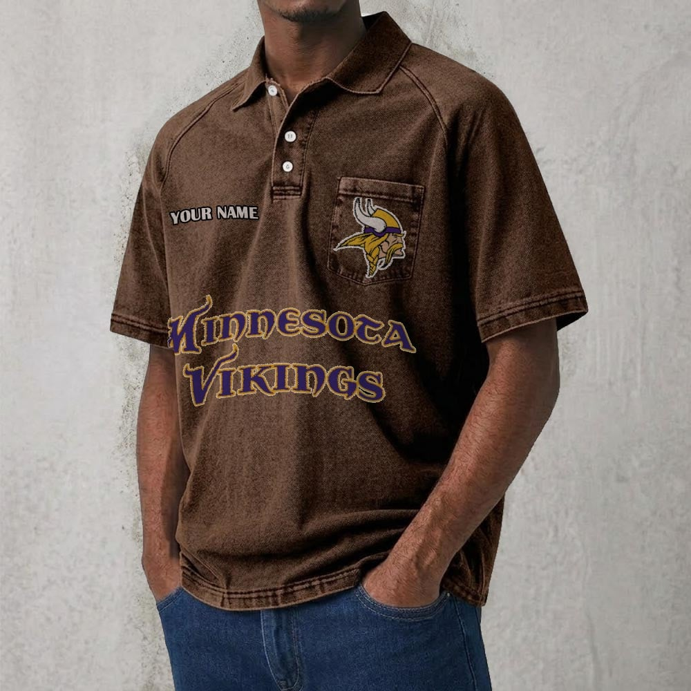 MIN x NFL Men's Distressed Turn-Down Collar Polo DATND TANTD 250526