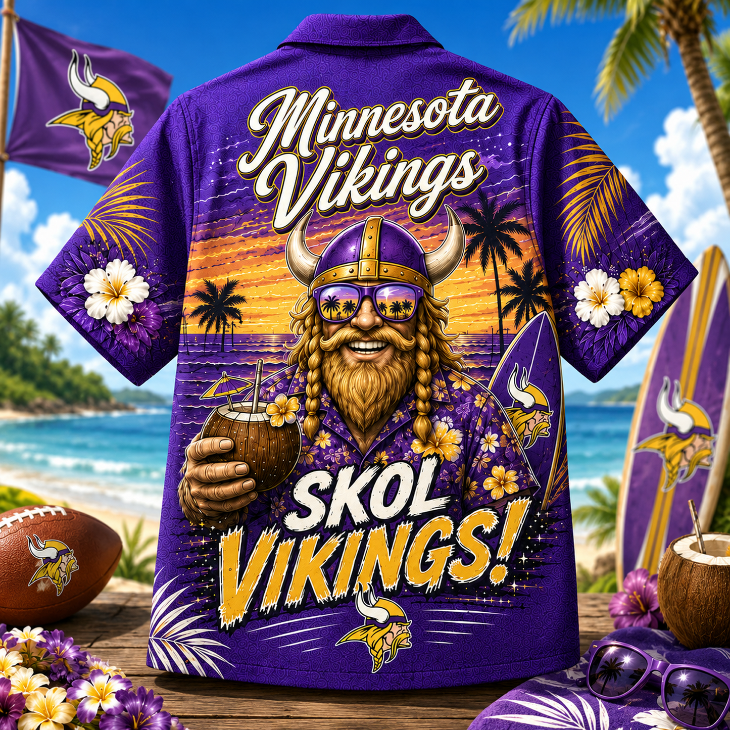 MIN x NFL Premium Beach Vibes Hawaiian Shirt