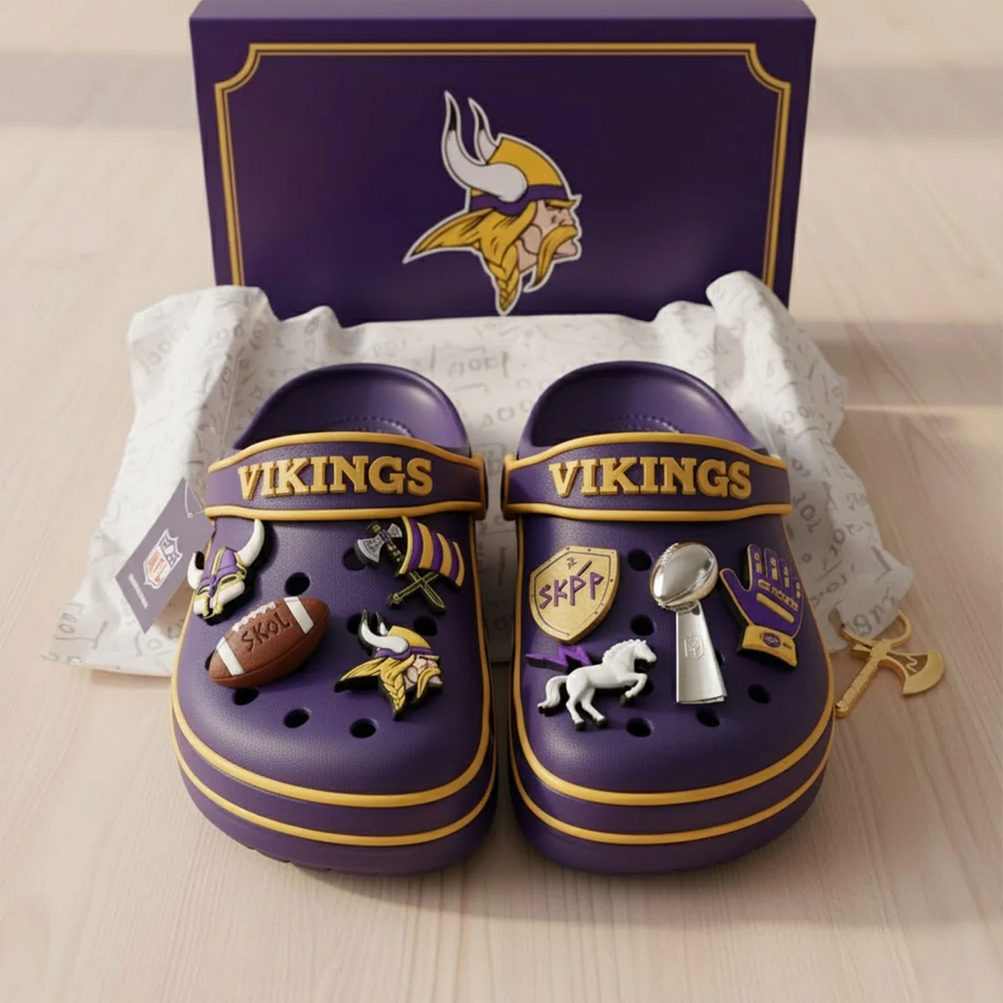 MIN x NFL Premium Crocs Clogs Shoes DATND TANTD