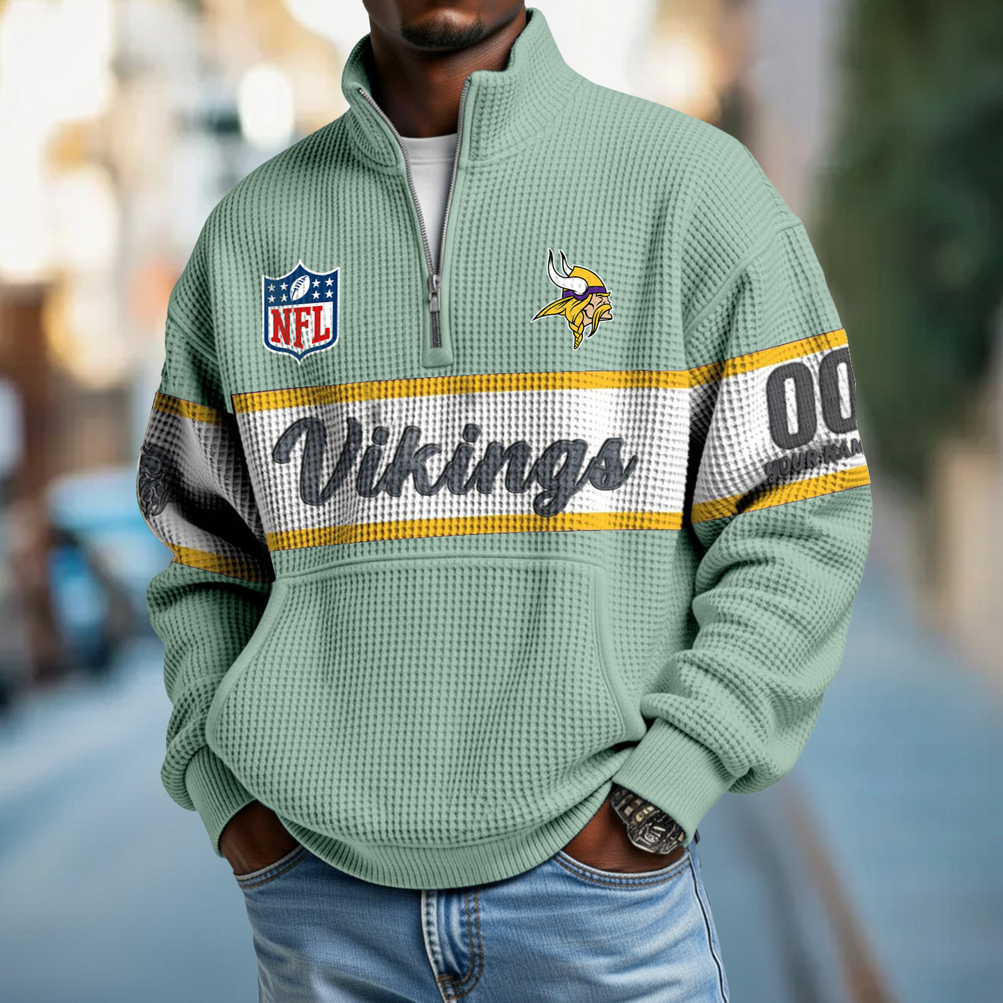 MIN x NFL Quarter-Zip Waffle Pullover DATND TANTD
