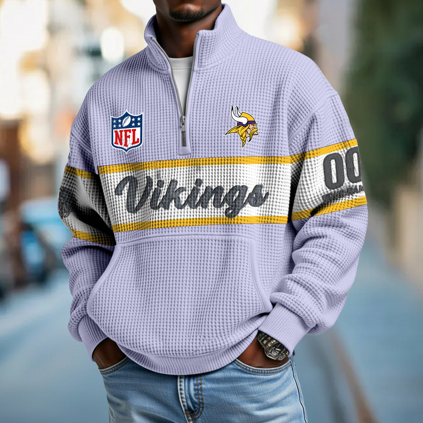 MIN x NFL Quarter-Zip Waffle Pullover DATND TANTD