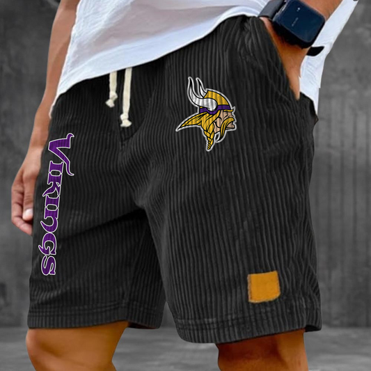 MIN x NFL Vintage Embroidered Logo Corduroy Stylish Lace-up Casual Shorts DATND TANTD 220526