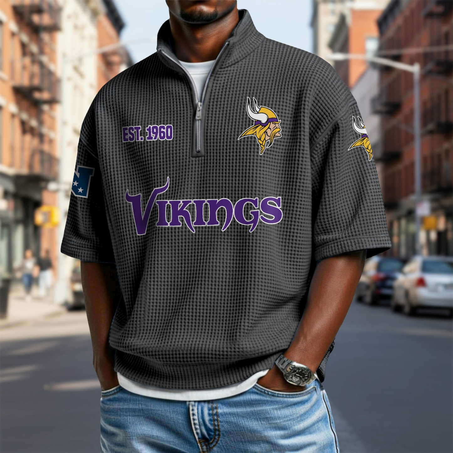 MIN x NFL Waffle Short Sleeve Polo Shirt DatND DVT
