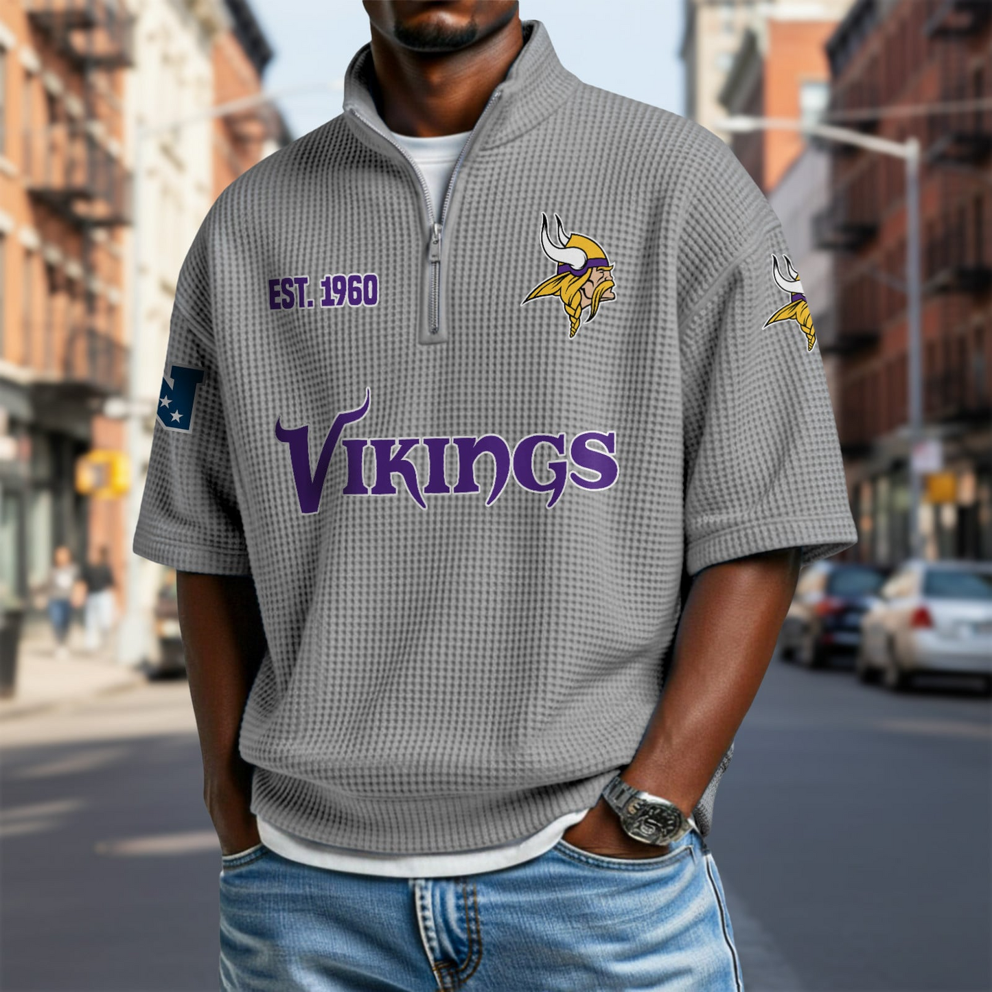 MIN x NFL Waffle Short Sleeve Polo Shirt DatND DVT