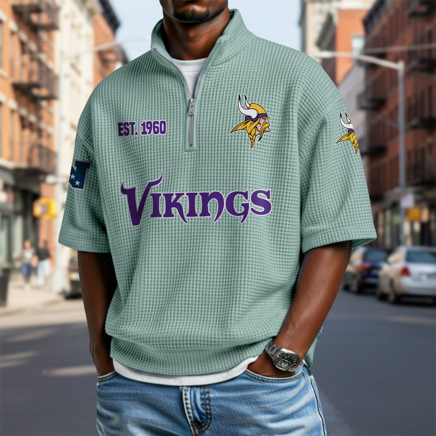 MIN x NFL Waffle Short Sleeve Polo Shirt DatND DVT