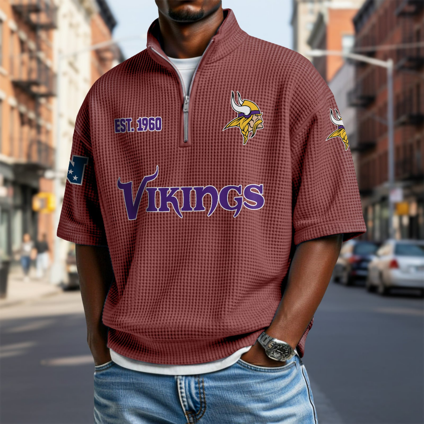 MIN x NFL Waffle Short Sleeve Polo Shirt DatND DVT