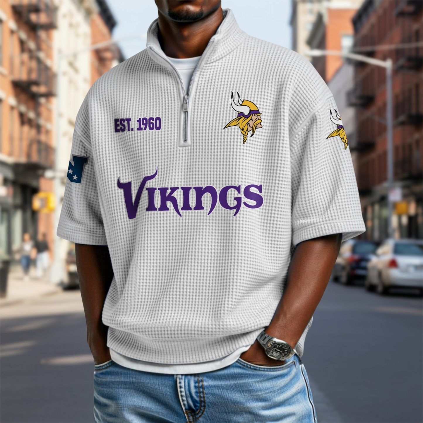 MIN x NFL Waffle Short Sleeve Polo Shirt DatND DVT