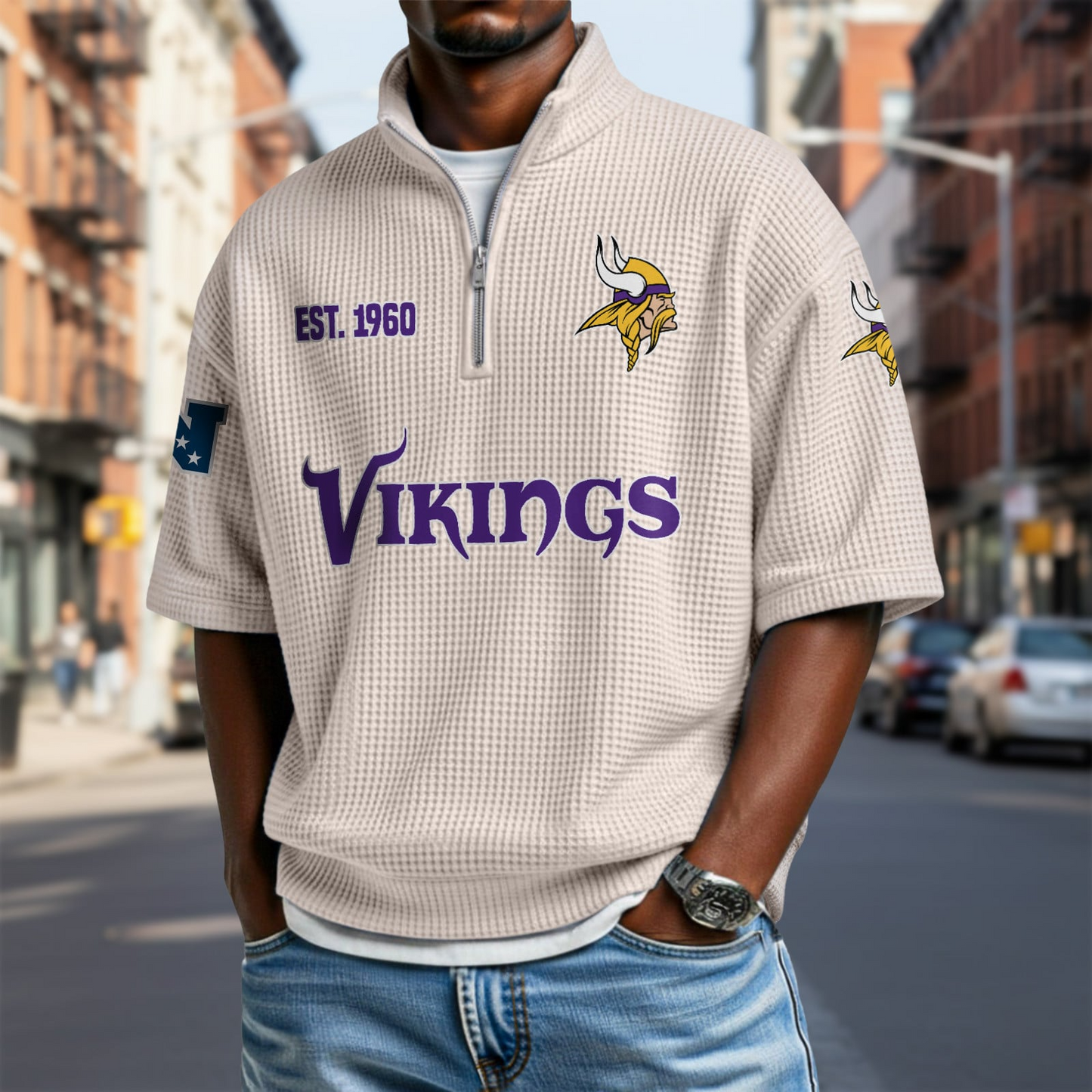 MIN x NFL Waffle Short Sleeve Polo Shirt DatND DVT