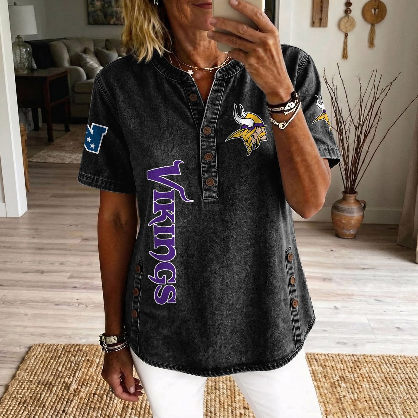 MIN x NFL Womenƒ??s Denim Casual Tops DATND LBN 190526