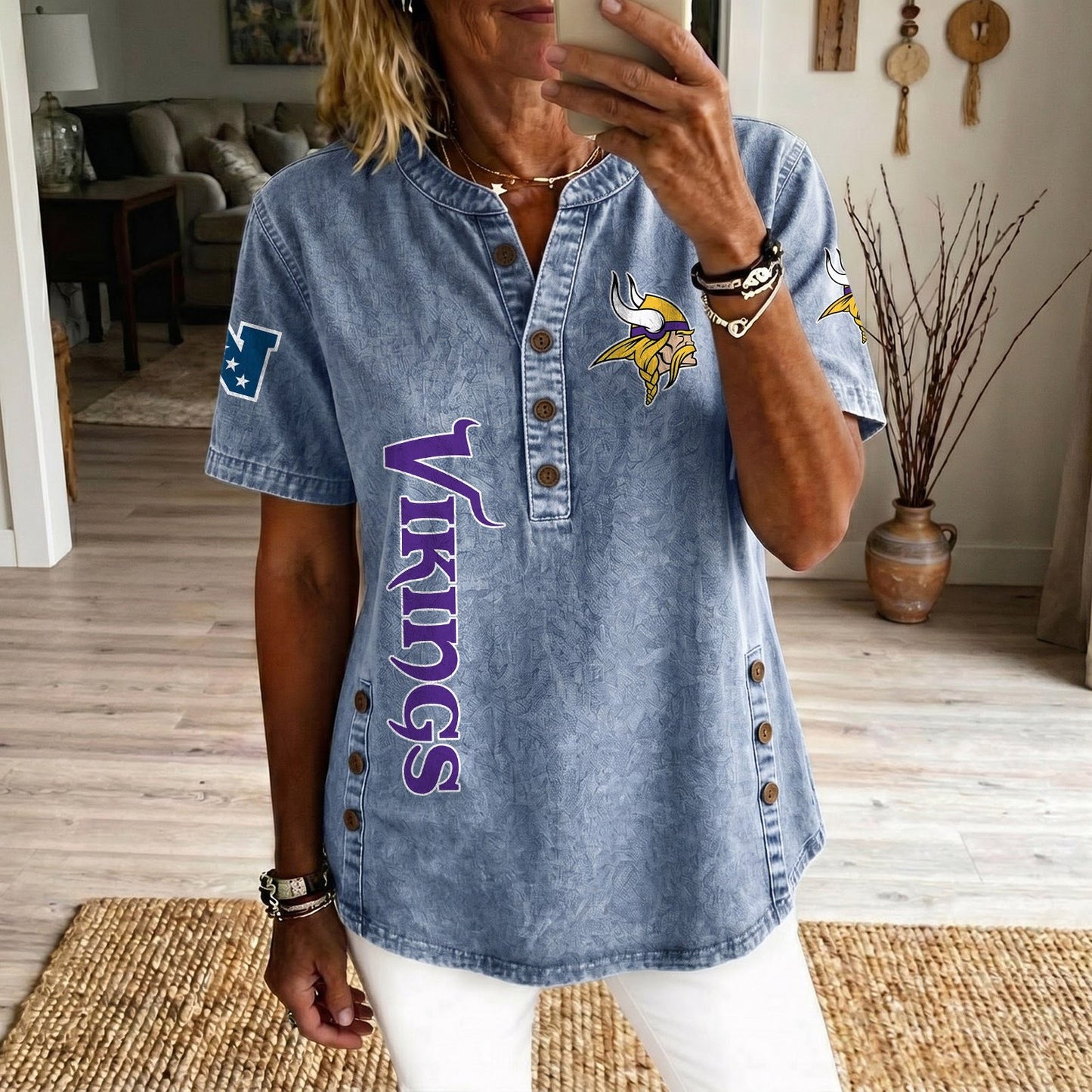 MIN x NFL Womenƒ??s Denim Casual Tops DATND LBN 190526