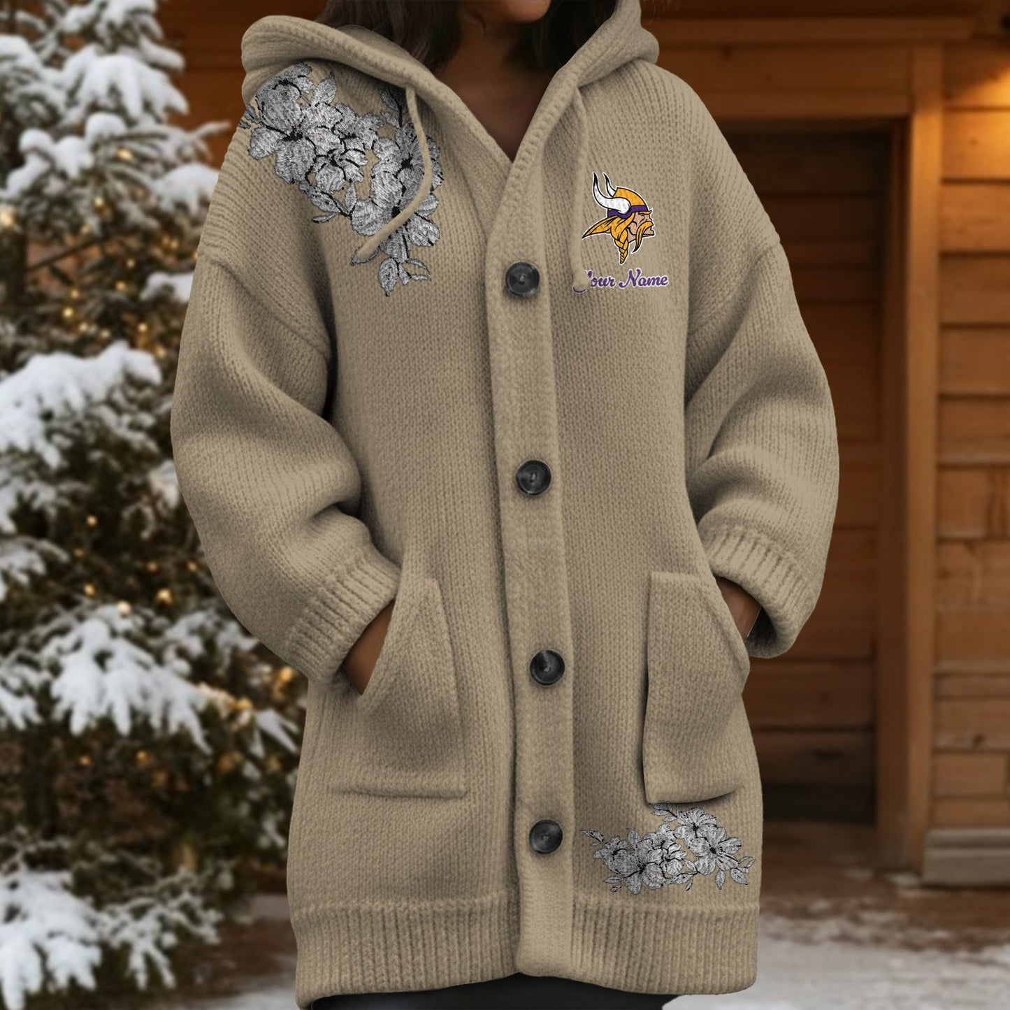 MIN x NFL Women's Casual Knitted Hooded Cardigan DATND TANTD 211125