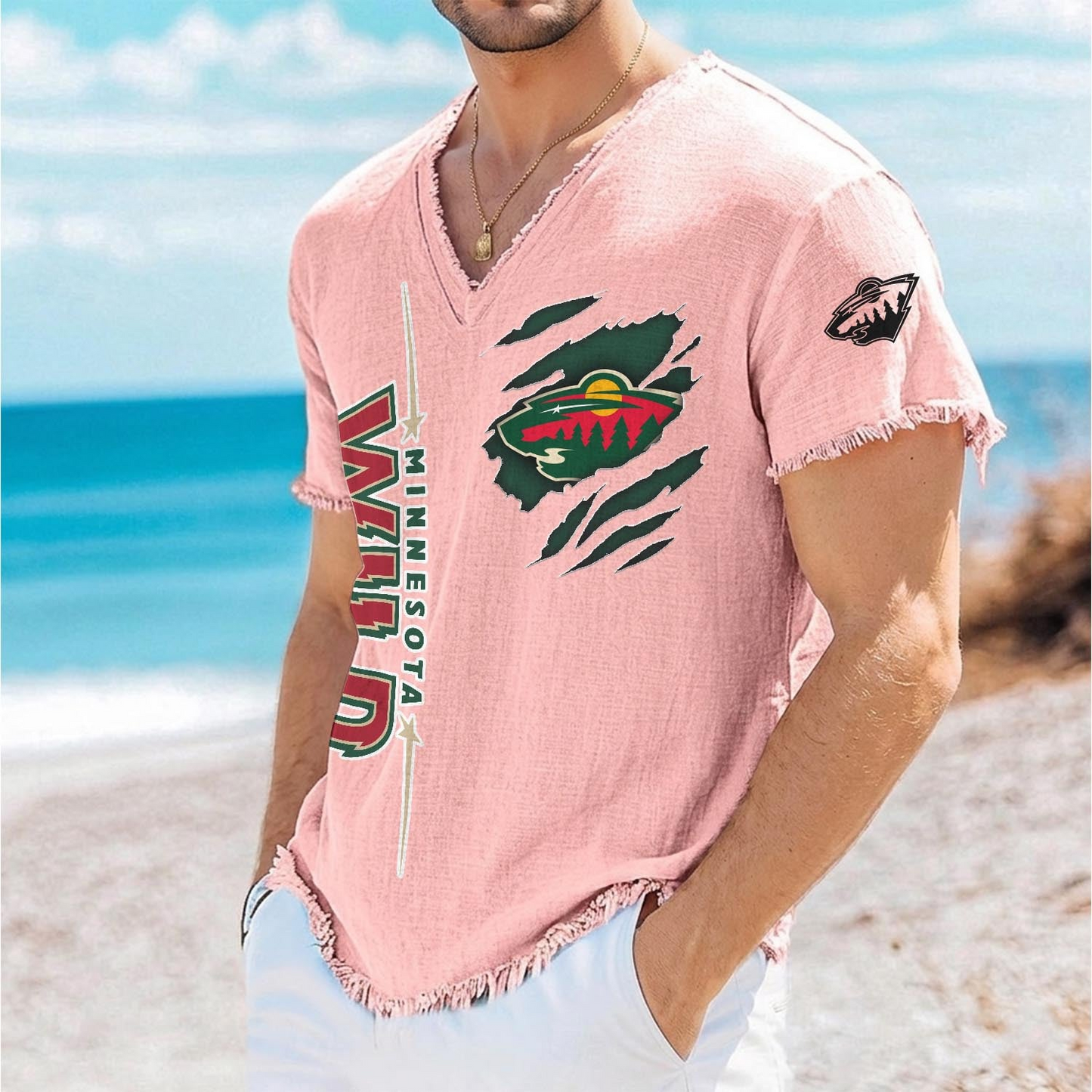 MIN x NHL V-Neck Linen Beach Shirt 1905 DatND DVT