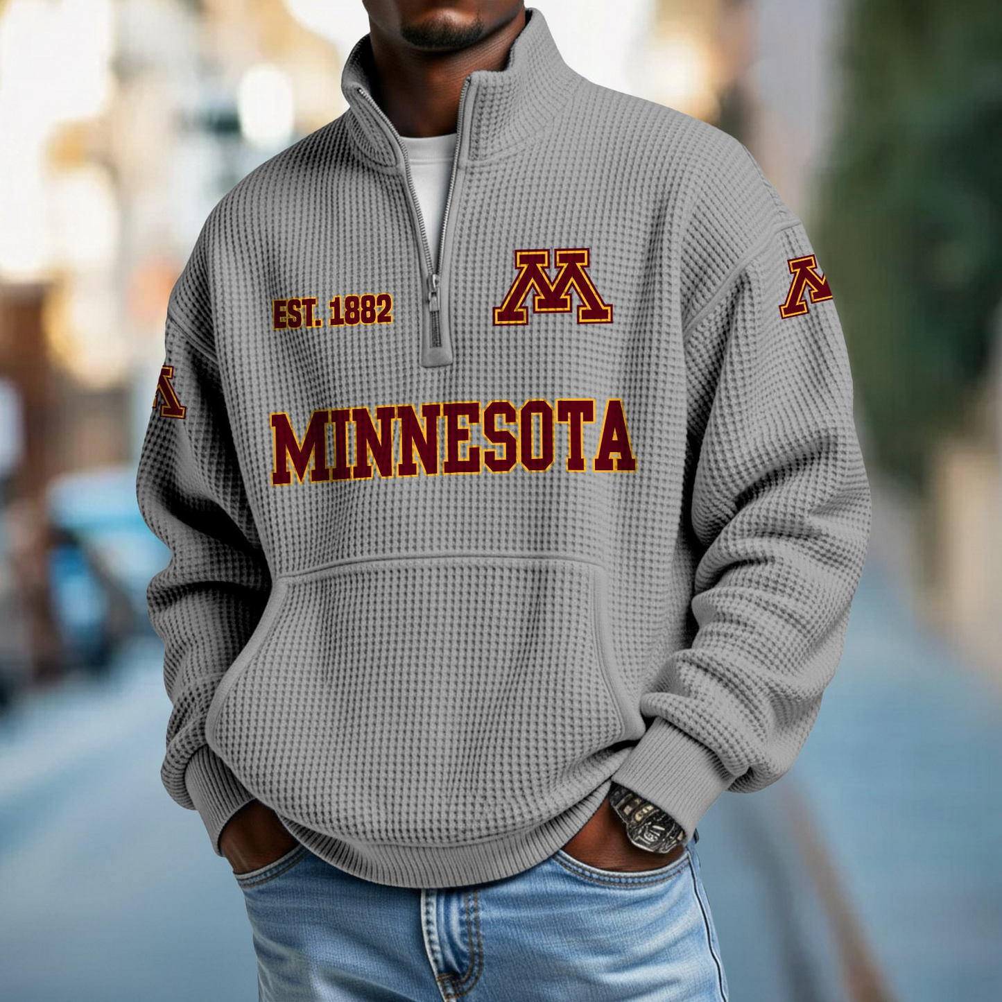 MINN x College Football - Waffle Stand Collar Half Zip Sweatshirt DatND DVT