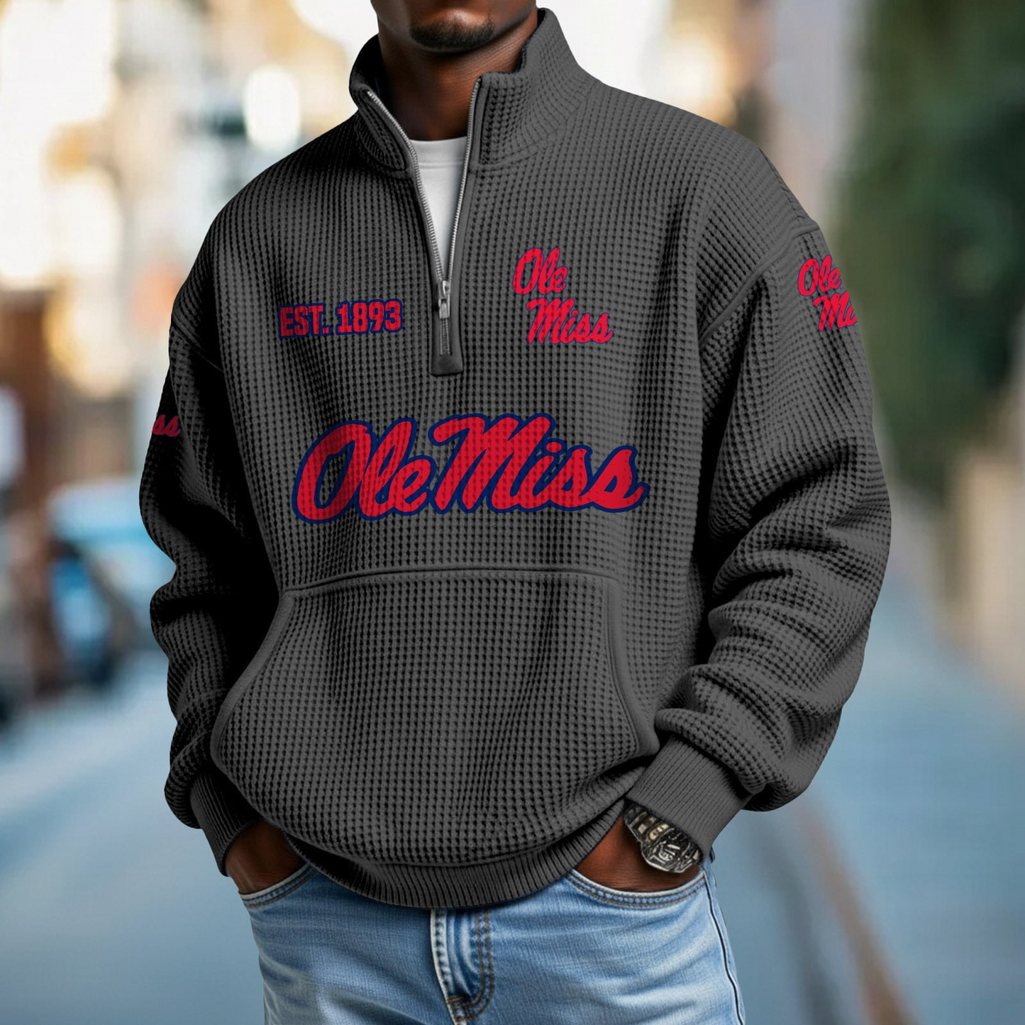 MISS x College Football - Waffle Stand Collar Half Zip Sweatshirt DatND DVT