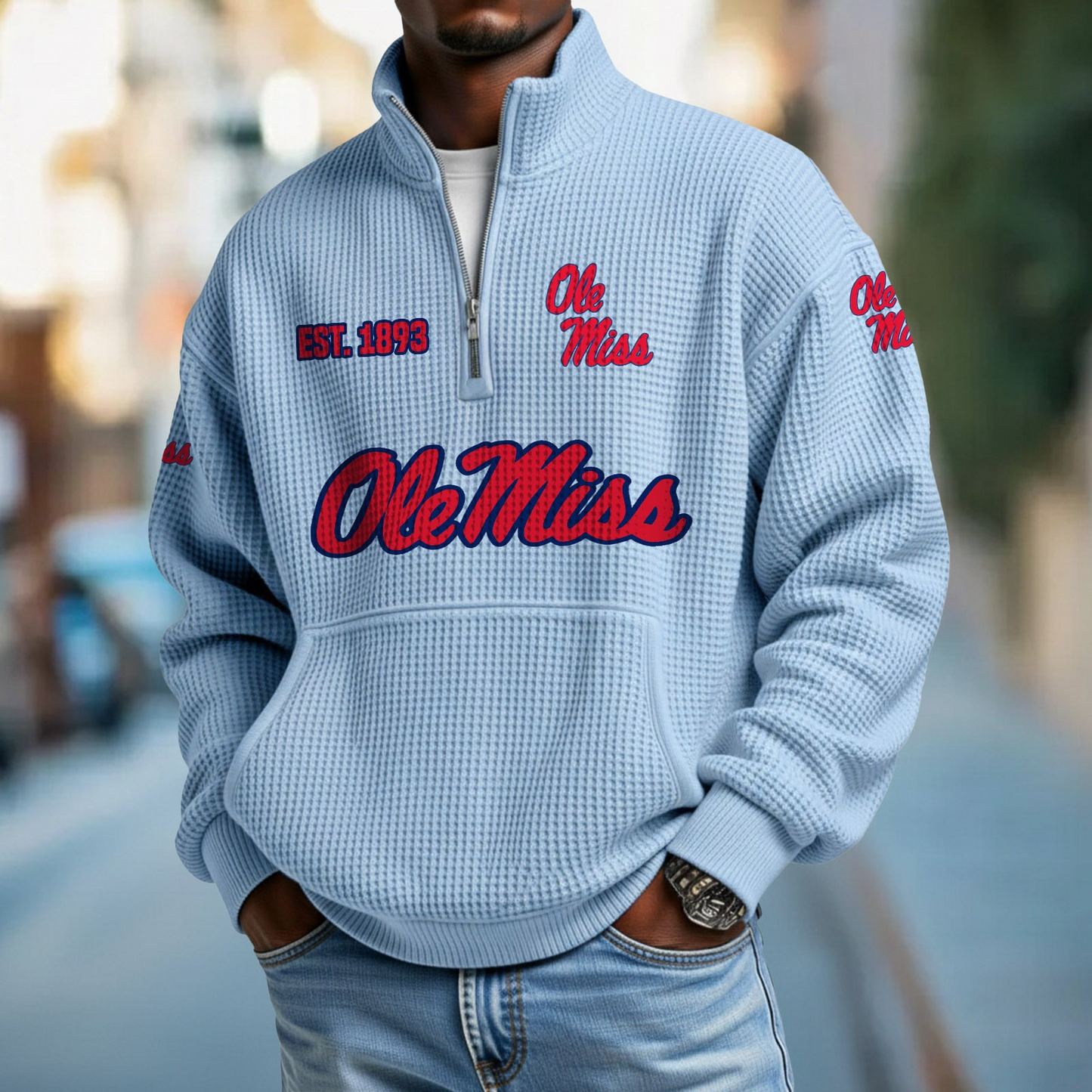 MISS x College Football - Waffle Stand Collar Half Zip Sweatshirt DatND DVT