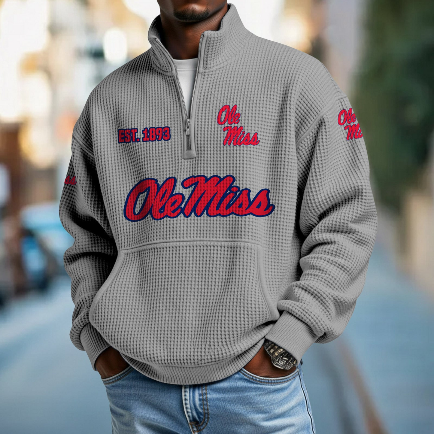 MISS x College Football - Waffle Stand Collar Half Zip Sweatshirt DatND DVT