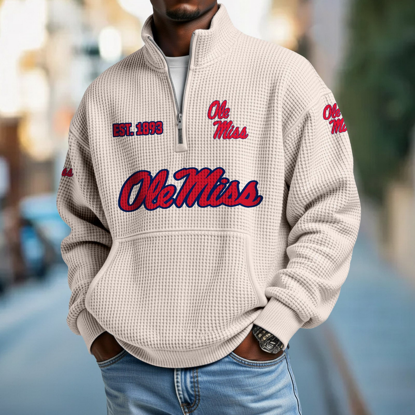 MISS x College Football - Waffle Stand Collar Half Zip Sweatshirt DatND DVT