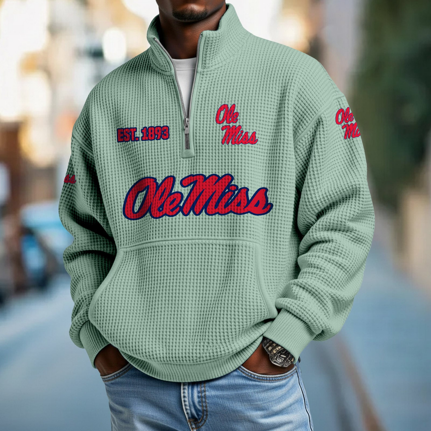 MISS x College Football - Waffle Stand Collar Half Zip Sweatshirt DatND DVT