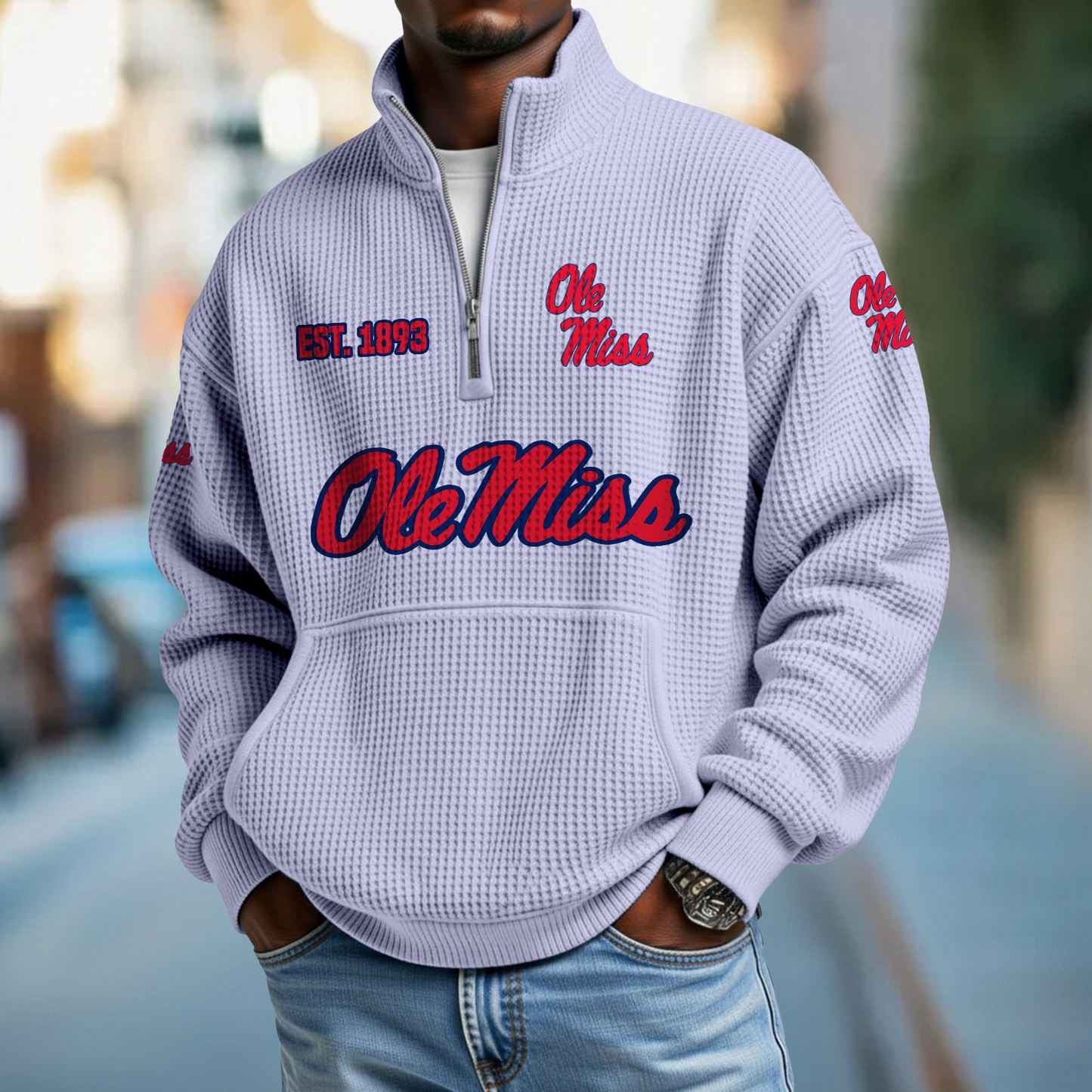 MISS x College Football - Waffle Stand Collar Half Zip Sweatshirt DatND DVT