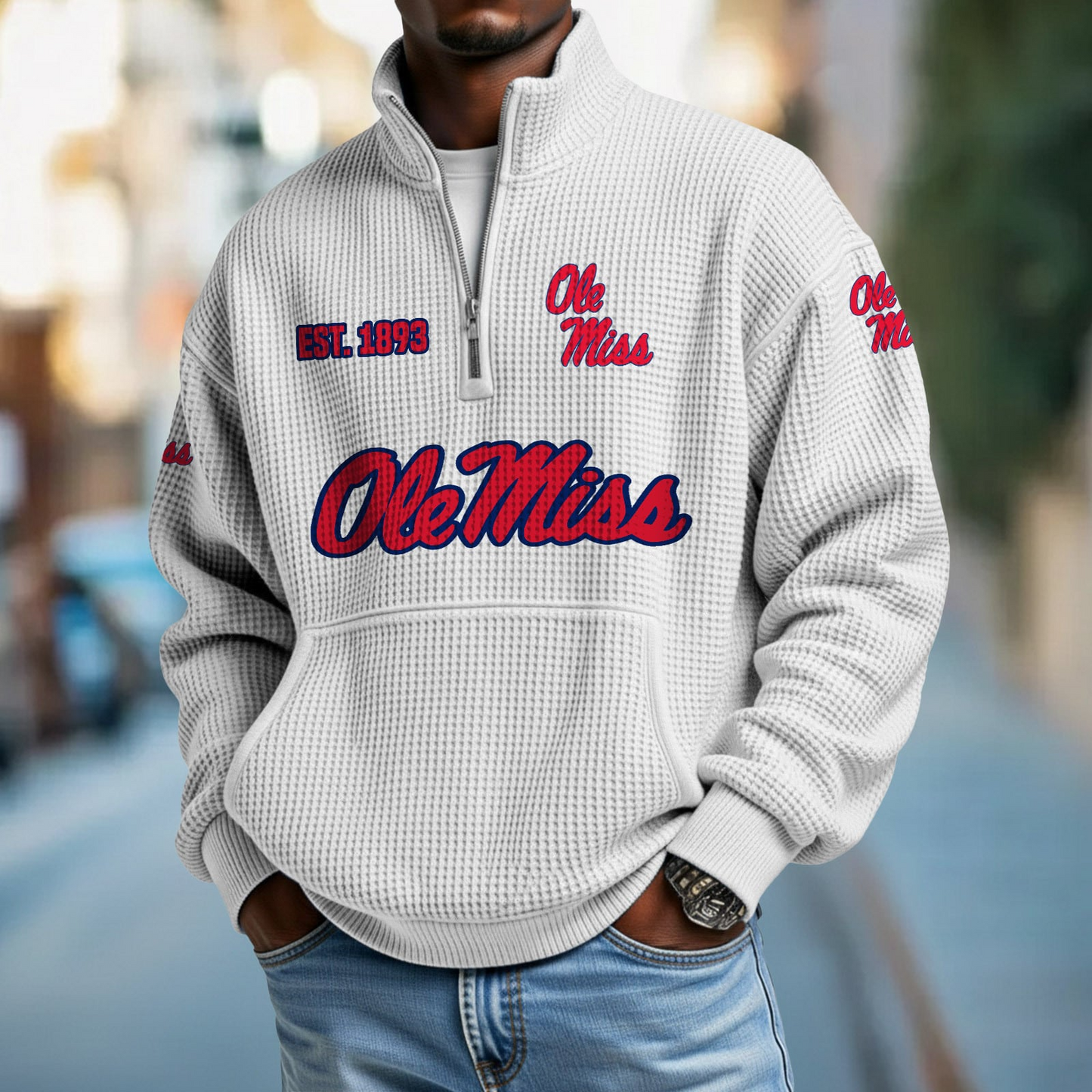 MISS x College Football - Waffle Stand Collar Half Zip Sweatshirt DatND DVT