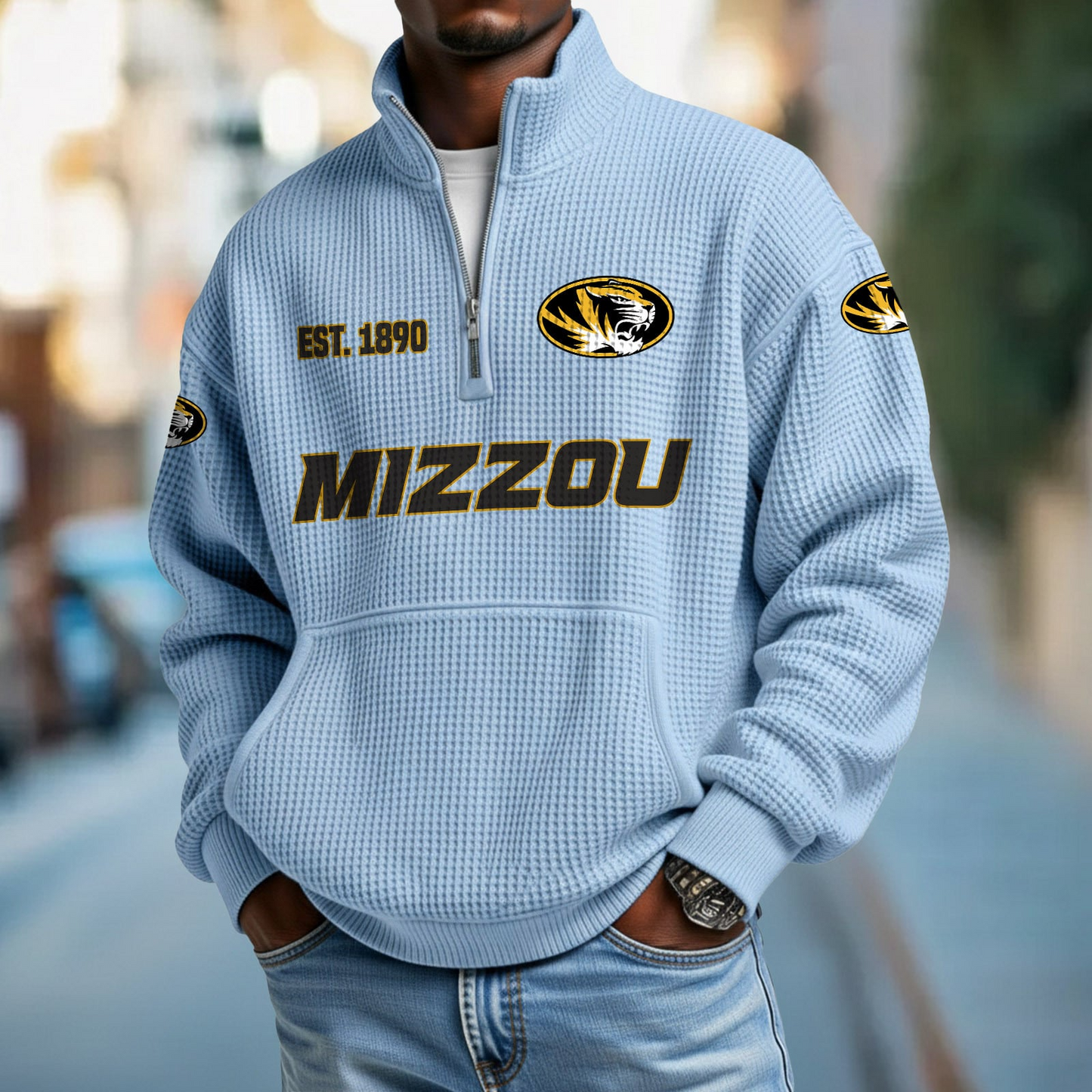MIZZ x College Football - Waffle Stand Collar Half Zip Sweatshirt DatND DVT