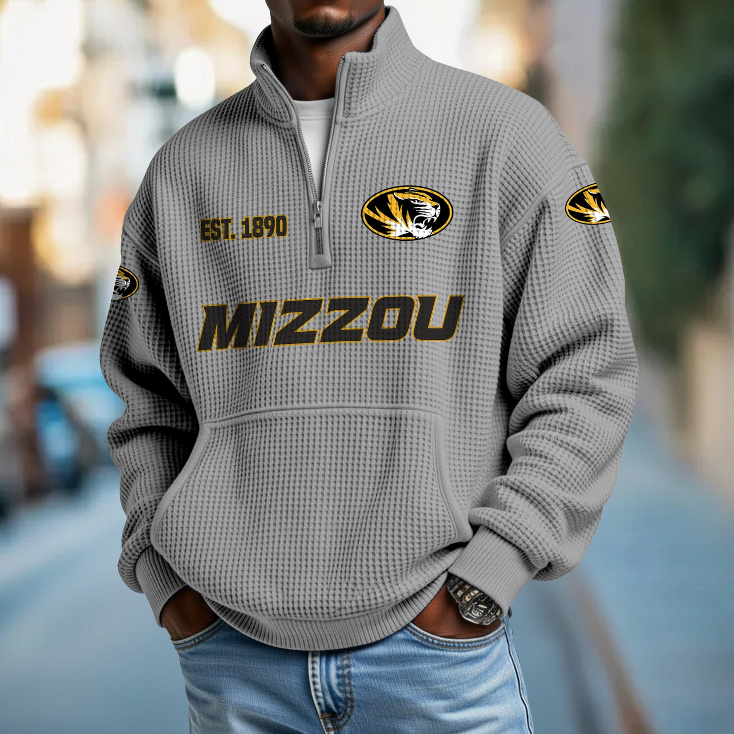 MIZZ x College Football - Waffle Stand Collar Half Zip Sweatshirt DatND DVT