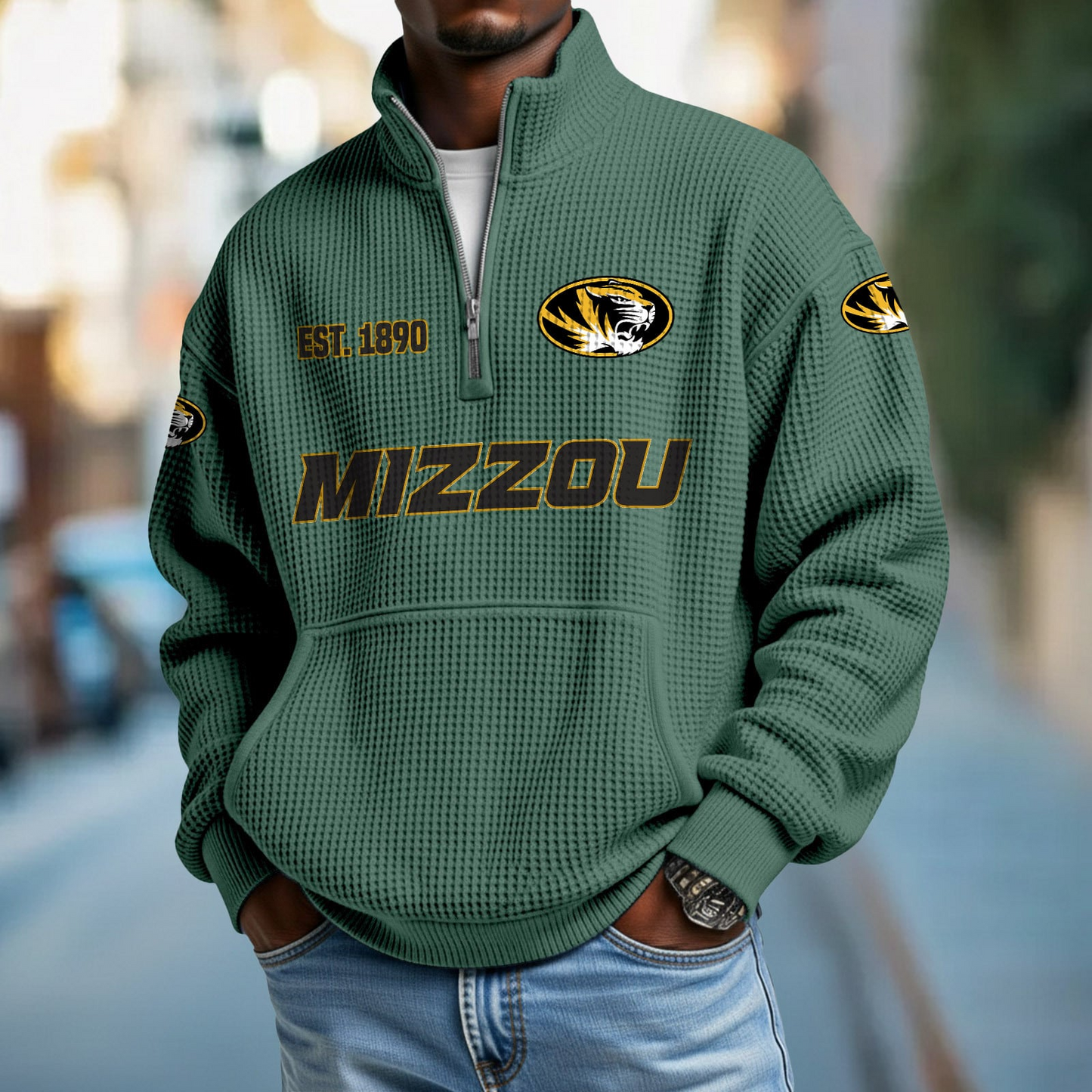MIZZ x College Football - Waffle Stand Collar Half Zip Sweatshirt DatND DVT