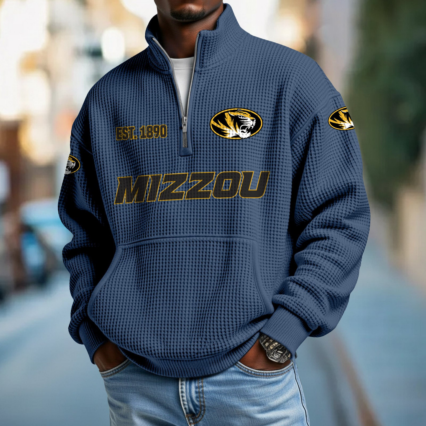 MIZZ x College Football - Waffle Stand Collar Half Zip Sweatshirt DatND DVT