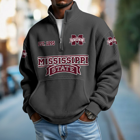 MSST x College Football - Waffle Stand Collar Half Zip Sweatshirt DatND DVT