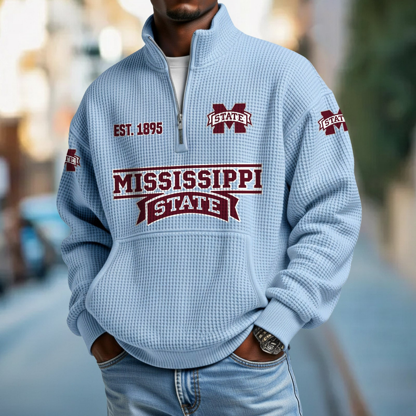 MSST x College Football - Waffle Stand Collar Half Zip Sweatshirt DatND DVT