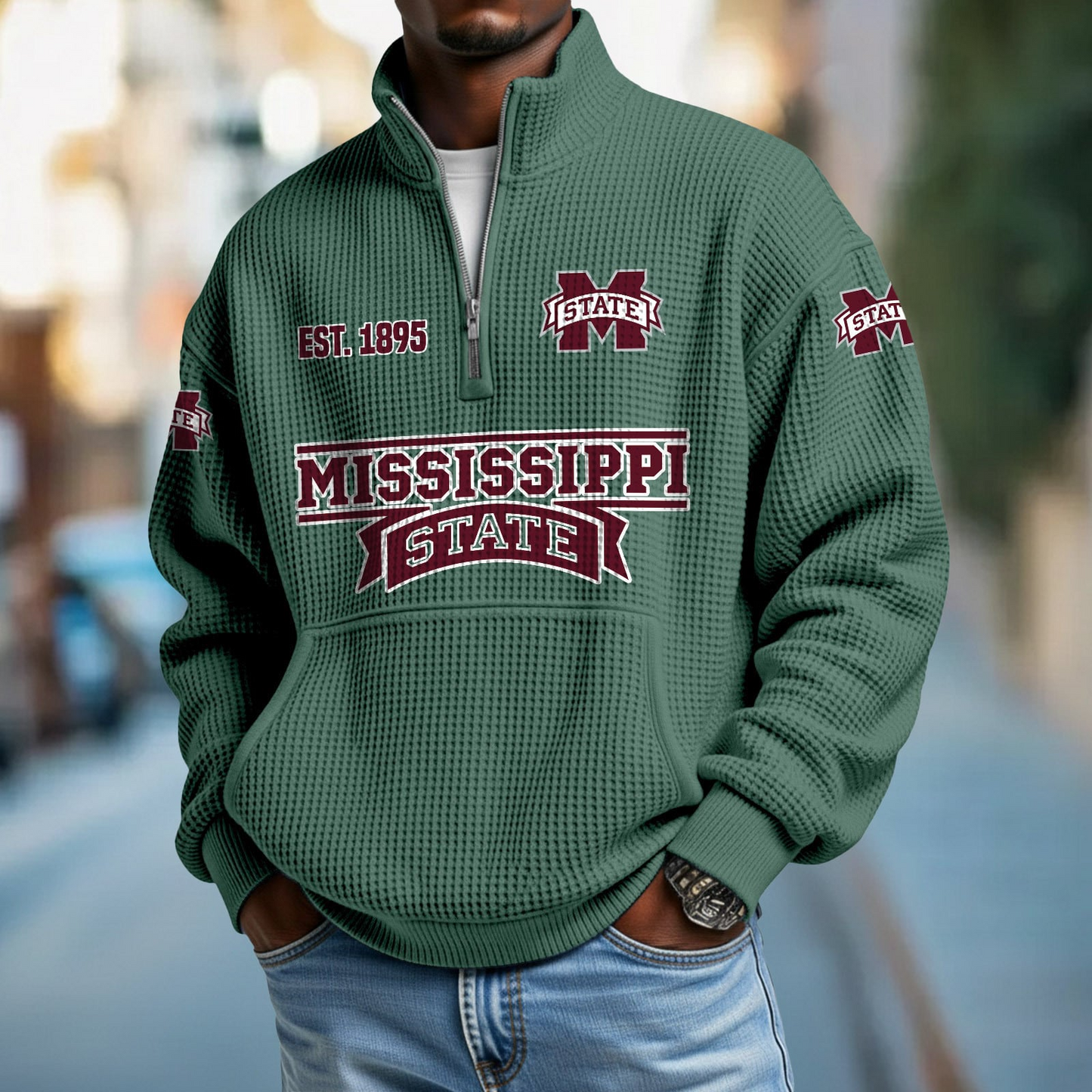 MSST x College Football - Waffle Stand Collar Half Zip Sweatshirt DatND DVT