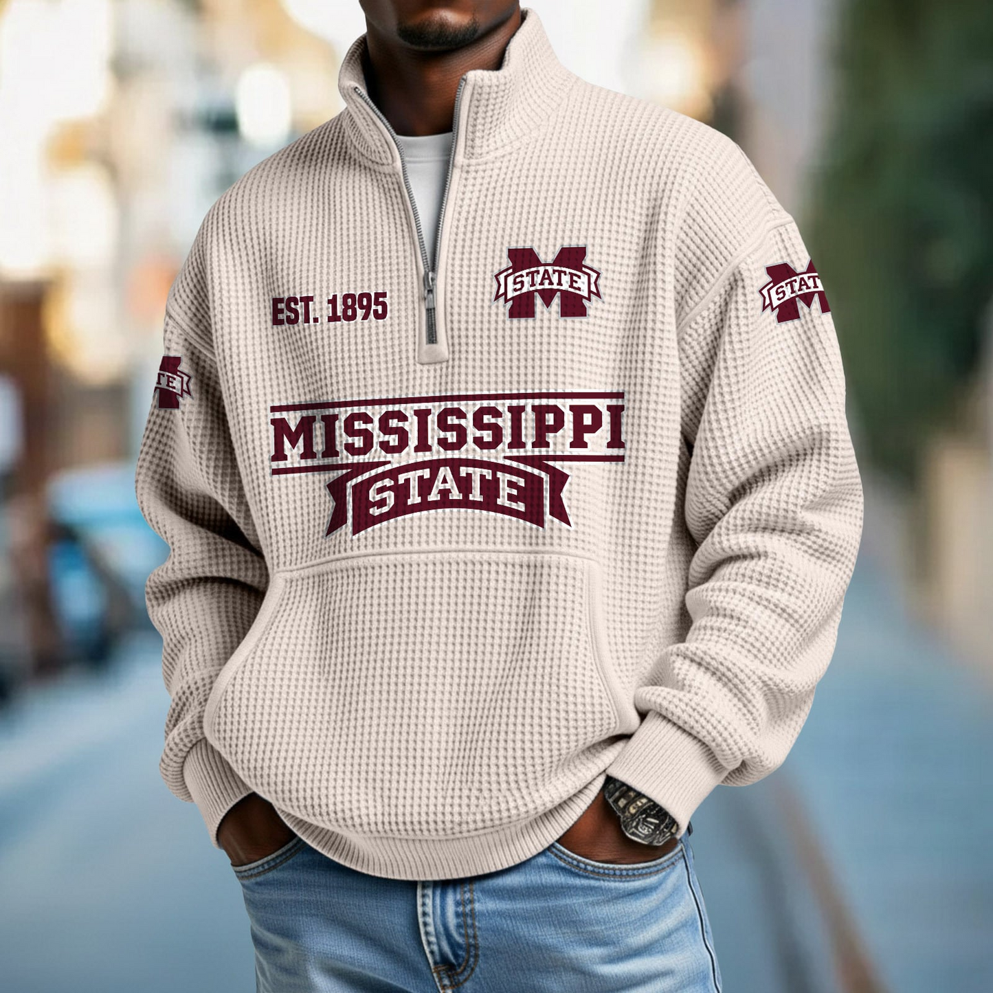 MSST x College Football - Waffle Stand Collar Half Zip Sweatshirt DatND DVT