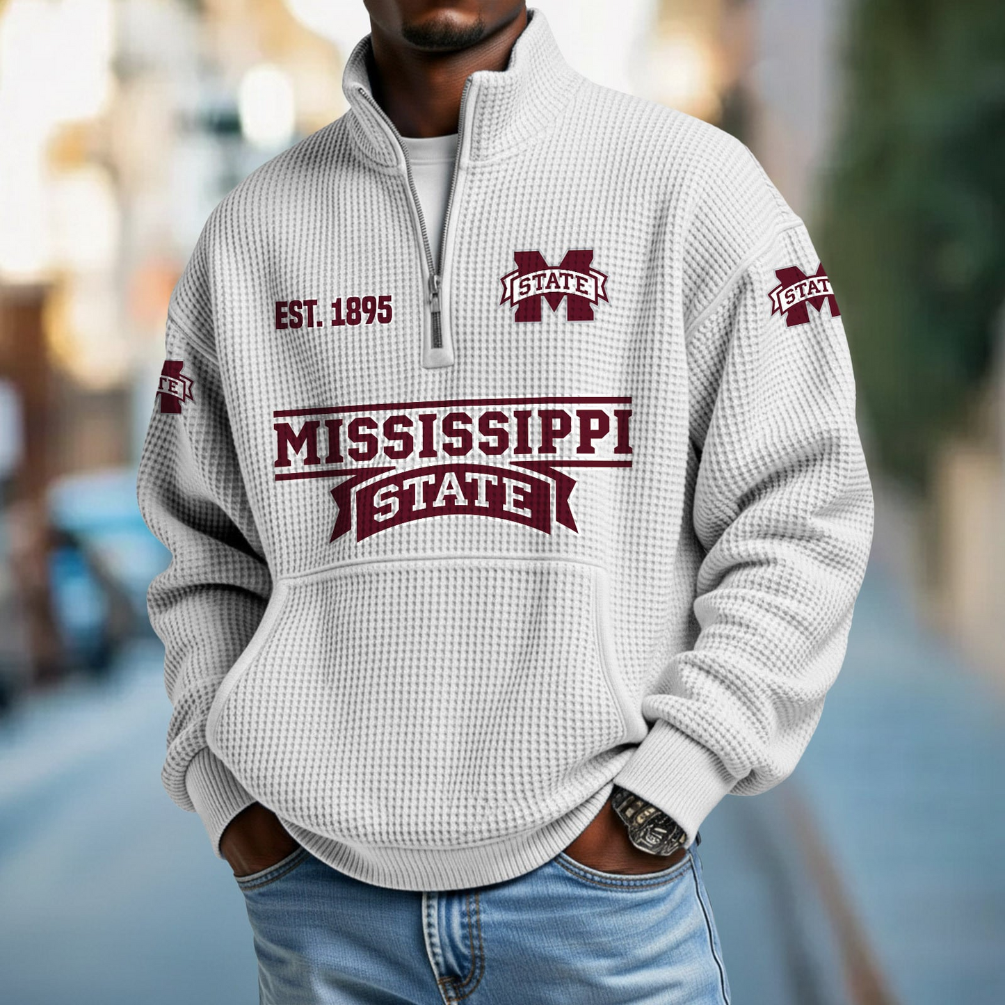 MSST x College Football - Waffle Stand Collar Half Zip Sweatshirt DatND DVT