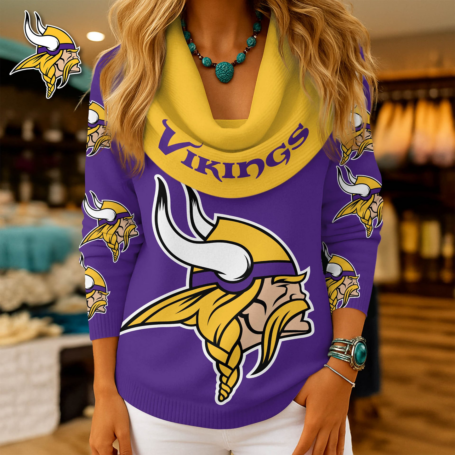 MV Premium NFL Fan Cowl Neck Sweater 3D Shirt DDT NTL