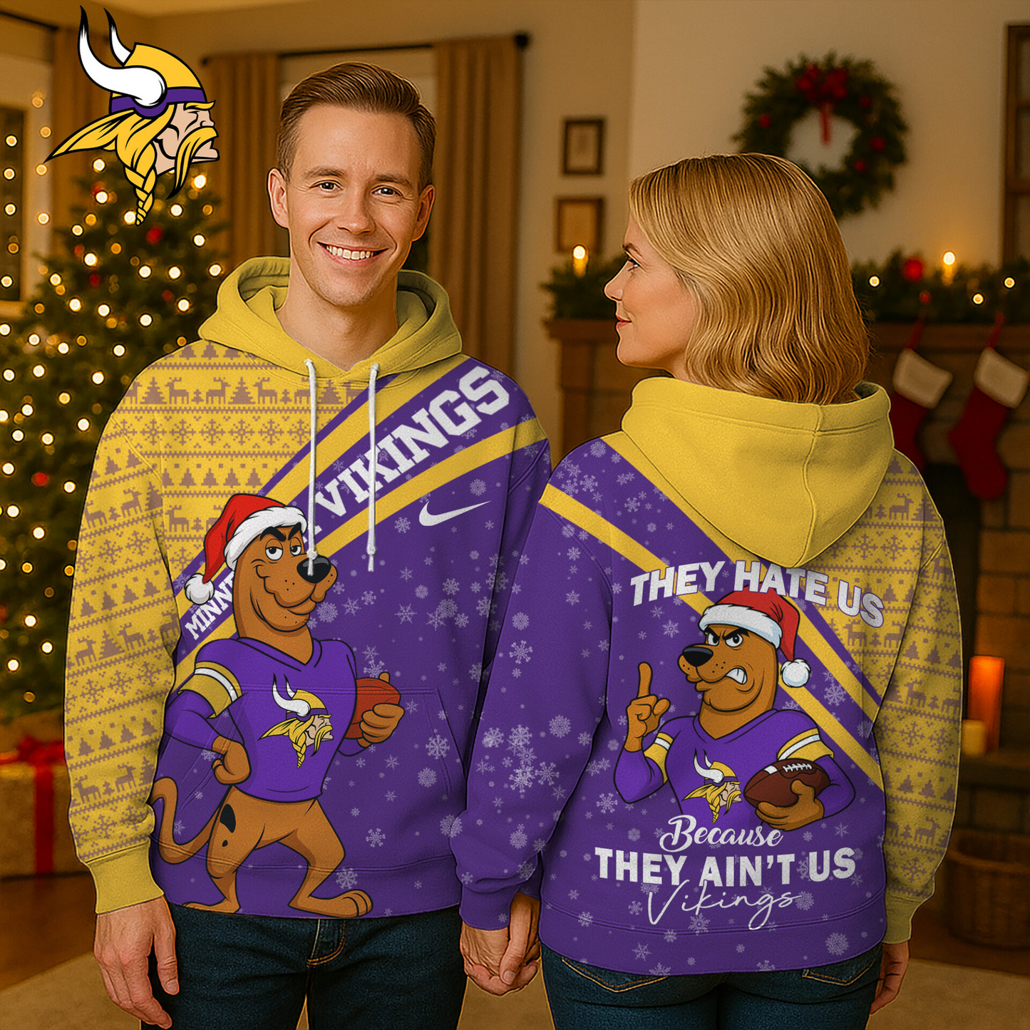 MV Premium NFL Funny Christmas Scooby Doo 3D Hoodie DDT CTND