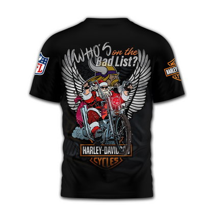 MV Premium NFL Harley-Davidson Santa Claus 3D Shirt DDT NTL