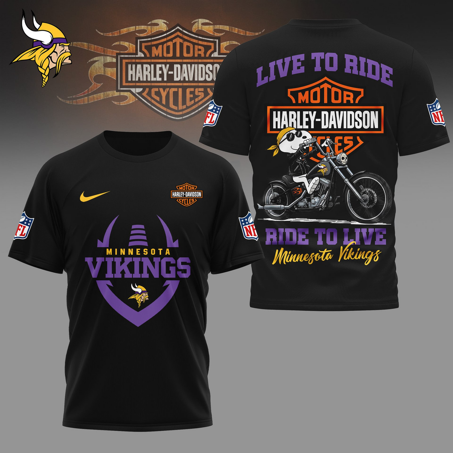MV Premium NFL Snoopy Motorcycle 3D Shirt DDT CTND