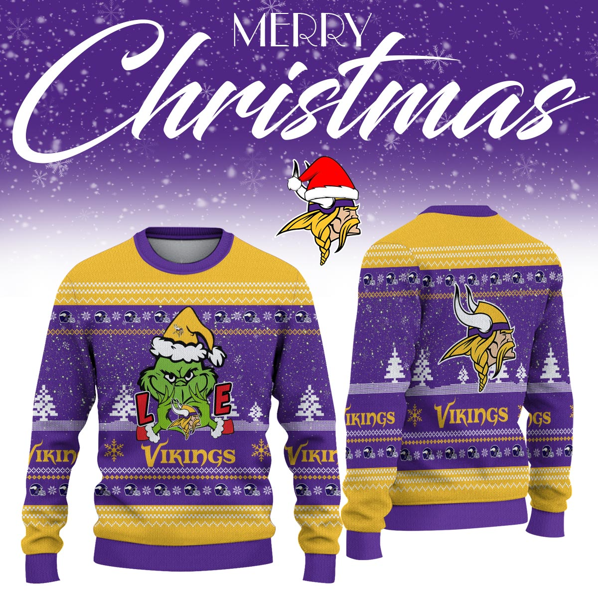 MV x NFL Love Football Ugly Christmas Sweater DDT NTL