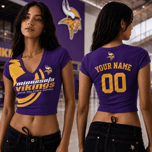 MV x NFL Premium Women V-neck Croptop Personalized Gift For Fan