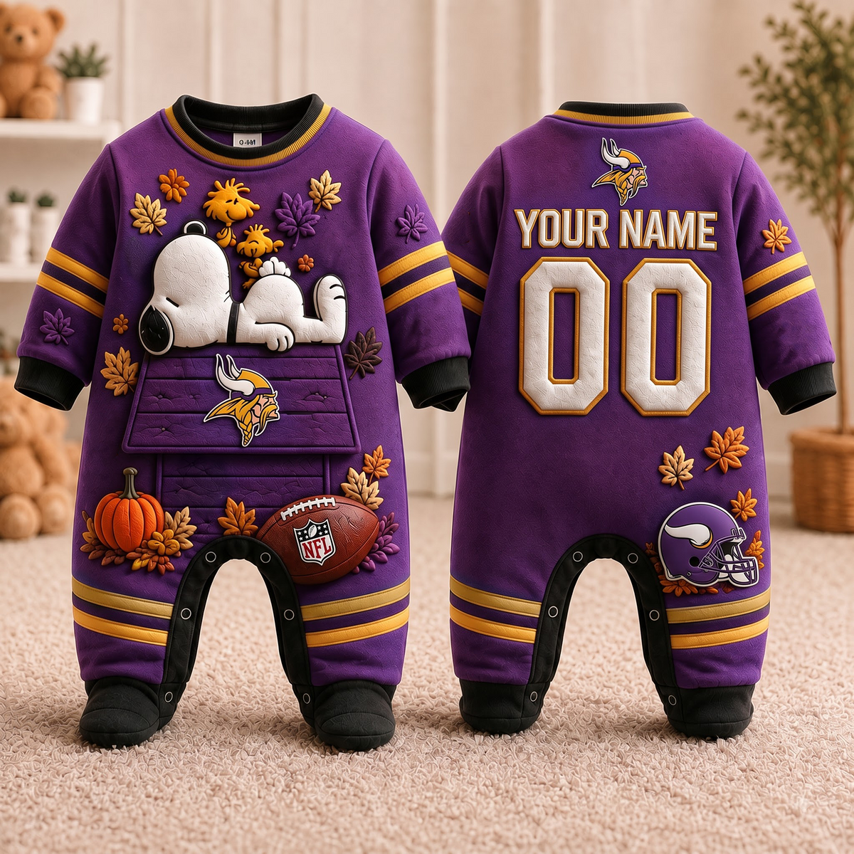 MV_Personalized NFL Football Baby Onesie – Custom Name & Number