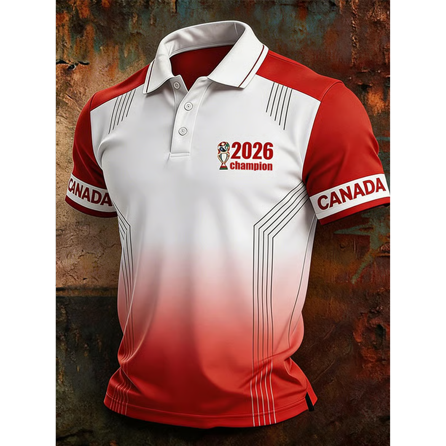 Men's Canada Soccer Print Casual Polo Shirt V4 DATND TANTD 050626