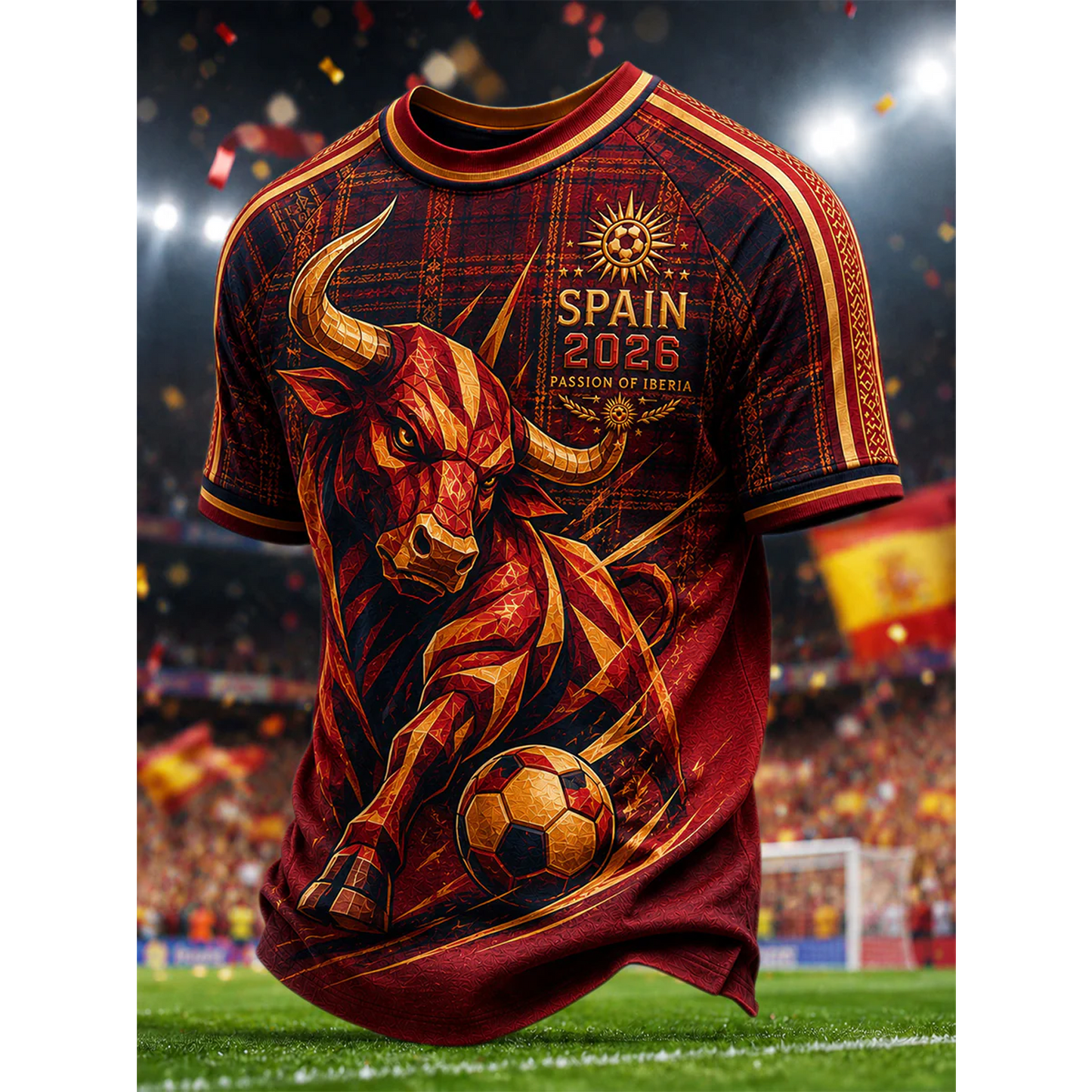 Men's Spanish Football Print Casual Shirt V18 DATND TANTD 050626