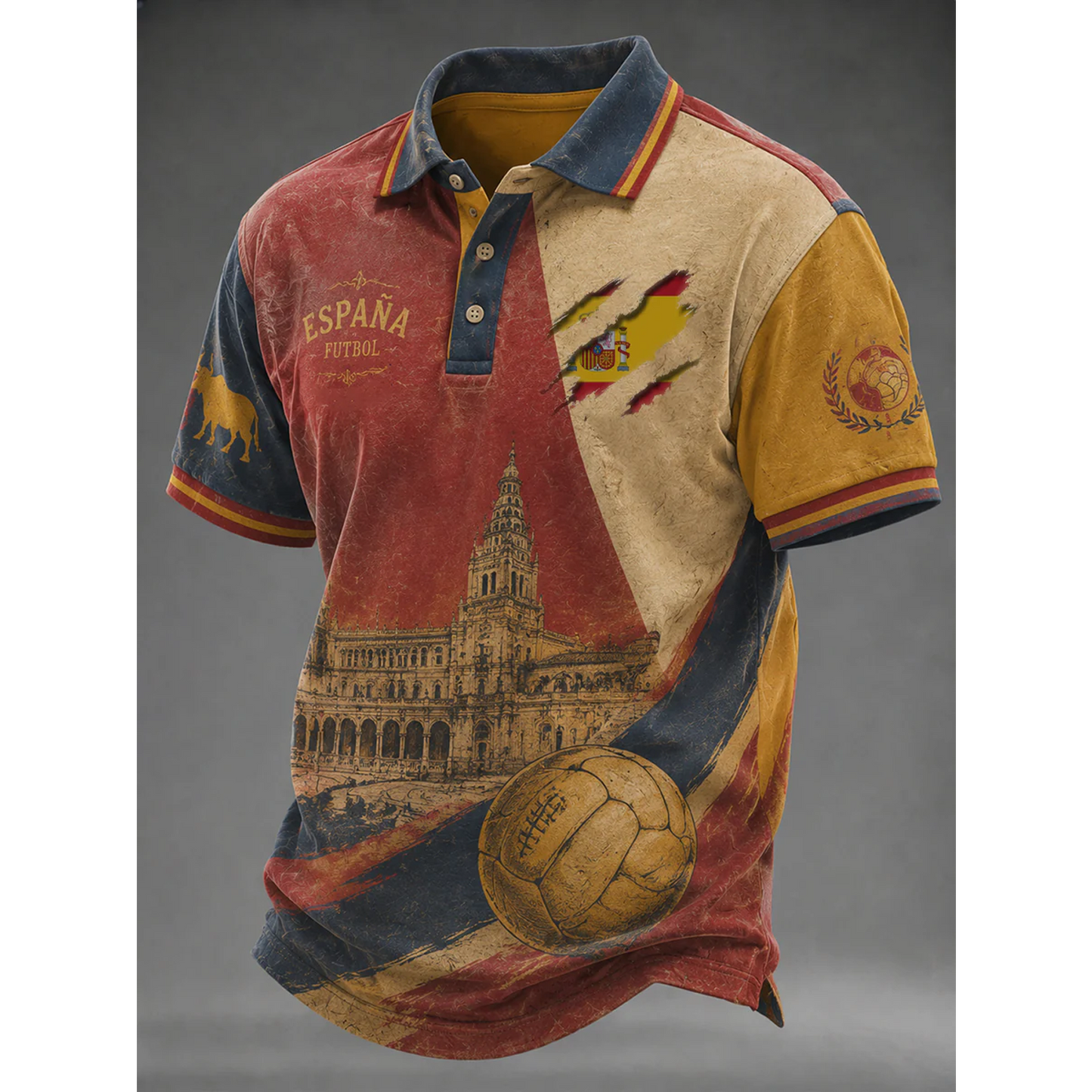 Men's Spanish Football Print Casual Shirt V3 DATND TANTD 050626