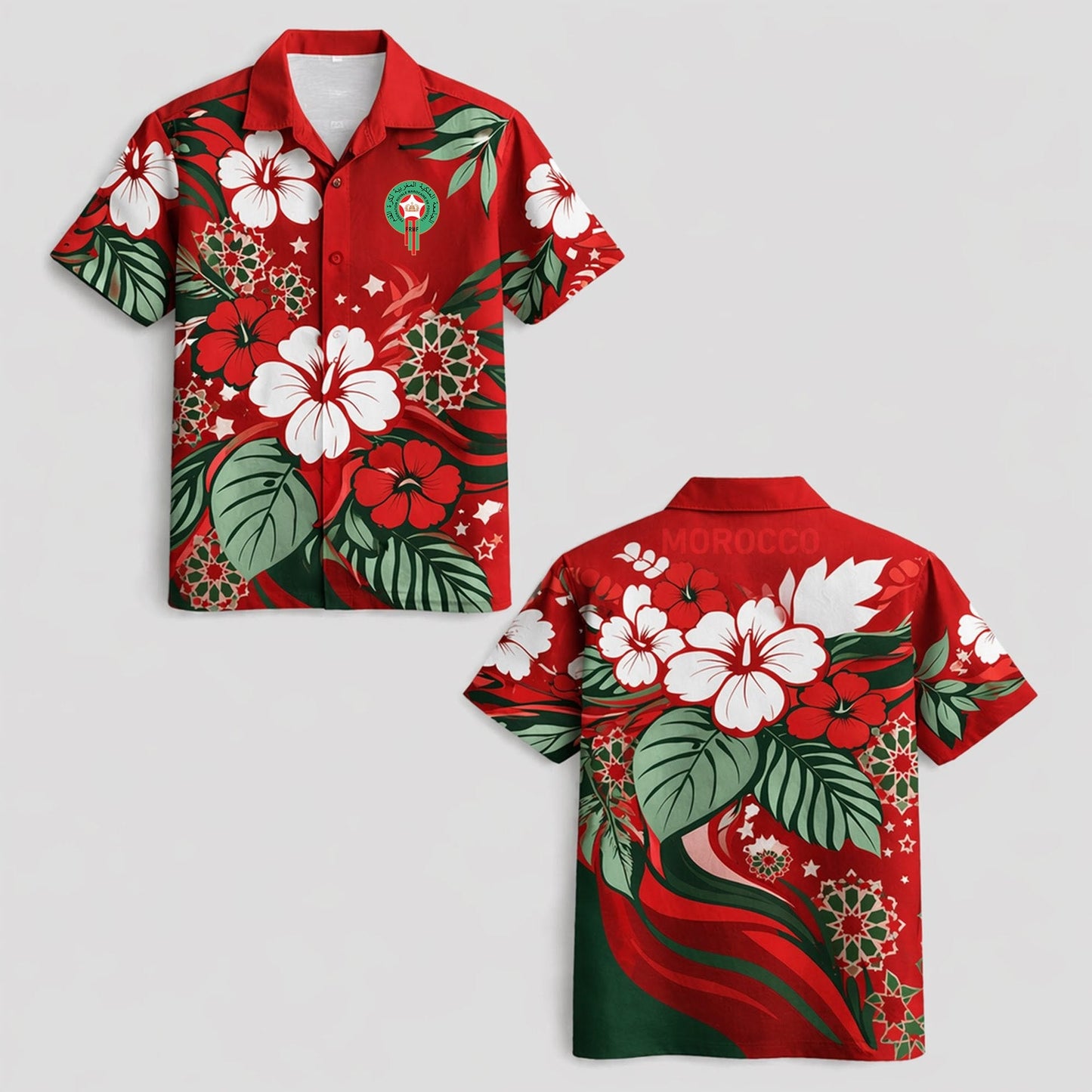 Morocco World Cup 2026 Floral Hawaiian Shirt PVT02 DATND LBN 90526
